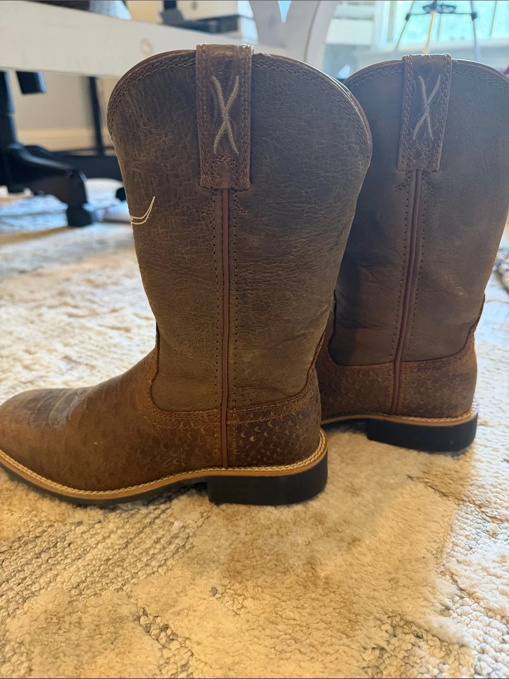 Twisted X Brown Kids Western Cowboy Boots with Longhorn Motif
